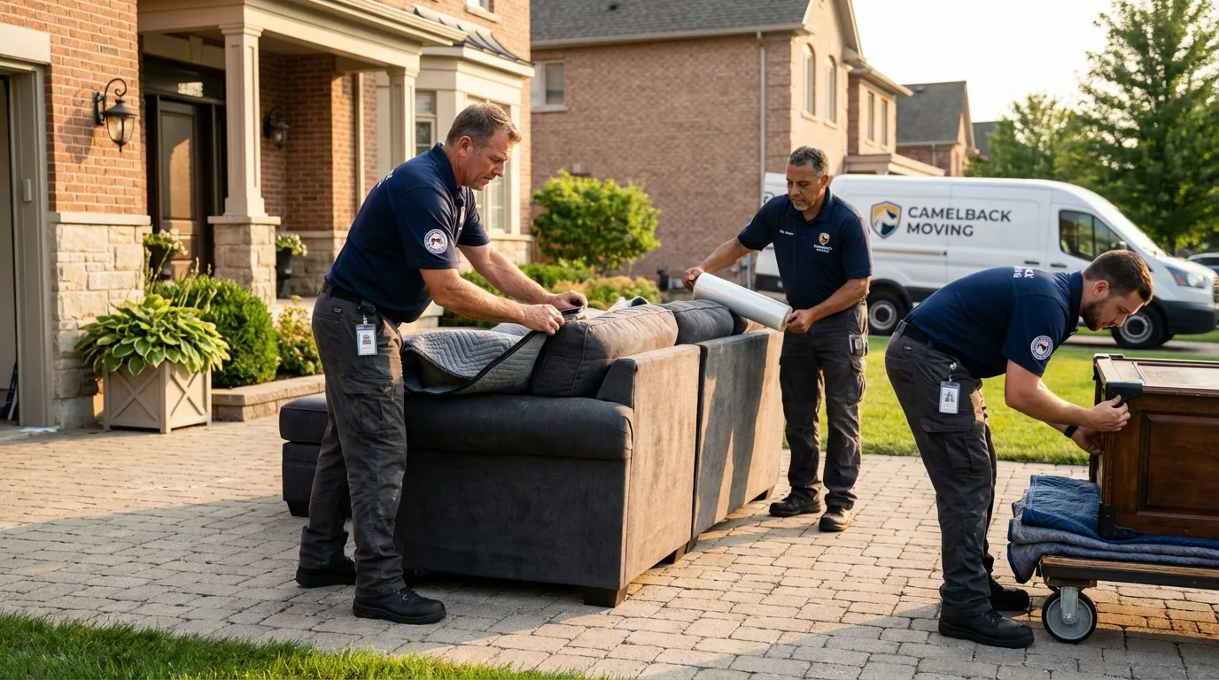 Large estate moving crew wrapping furniture in Girdwood, AK